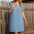 thumbnail image 2 of Puliio Mini Dresses for Women Summer Short Sleeve V Neck Textured Loose Casual Daily Wear Dress, 2 of 6