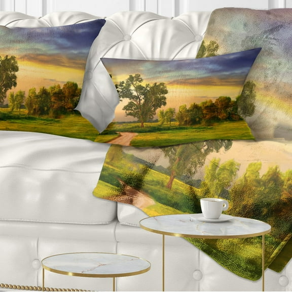 Designart Road to Bliss - Landscape Printed Throw Pillow - 12x20