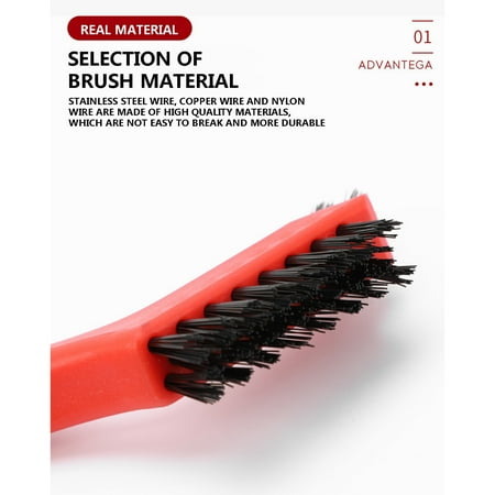 

Tepsmf Cleaning Supplies 1 Pcs Of Wire Brush Set-Nylon/Brass/Stainless Steel Bristles with Curved Hand