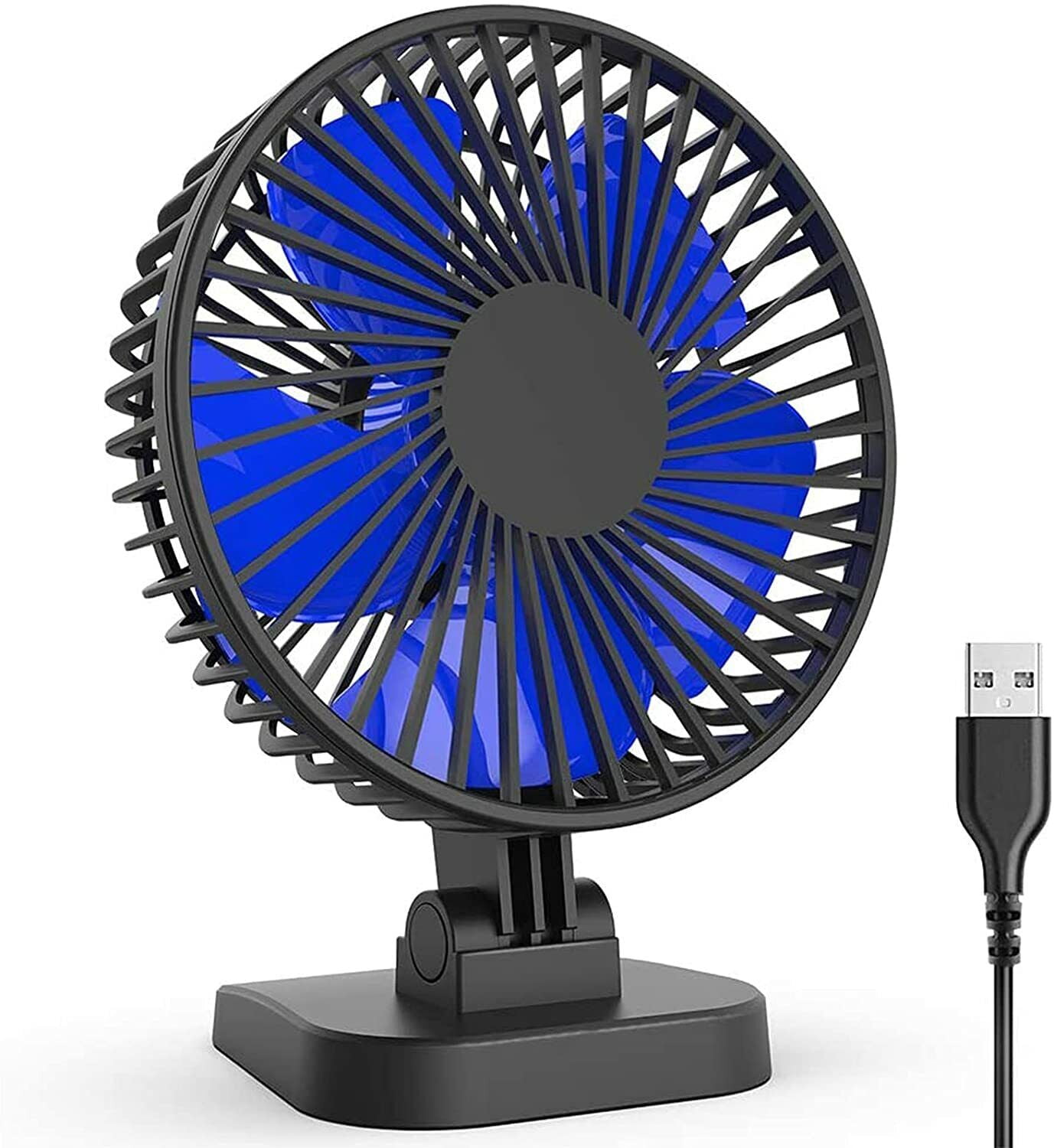 2 Pack 4 inch Mini Desk Fan Strong Airflow 3 Speeds USB Powered Cord Cooling Fan Office