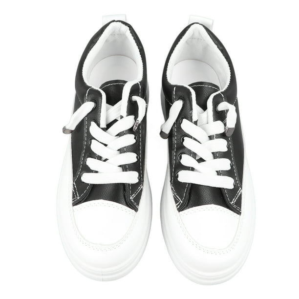 Zapatillas de deporte de caña baja para mujer, cómodas, de piel sintética, sin cordones, con aumento de altura, informales, a la moda, color negro, talla 37