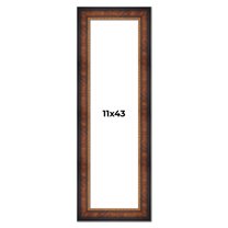 11x43 Frame Brown Walnut Gold Ornate Trim Solid Wood Plein Air Picture Frame | 3 Inch Moulding