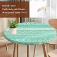 thumbnail image 4 of Teal Green Boho Round Tablecloth, Fitted Table Cover with Elastic for 45"-54" Round Tables, Vintage Ethnic Tribe Abstract Art Table Cloth Outdoor Indoor Dinning Party Waterproof Tablecloths, 4 of 7