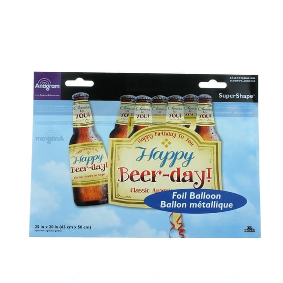 XL 25" Happy Beer Day Birthday Balloon Super Shape Mylar Foil Party Decoration