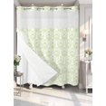 thumbnail image 4 of Green Baroque No Hook Shower Curtain Waterproof, Bathroom Curtains with Snap in Liners and See Through Top Window, Abstract Art Floral Pattern Hotel Style Bathtub Curtains Shower 72"Wx72"L, 4 of 8