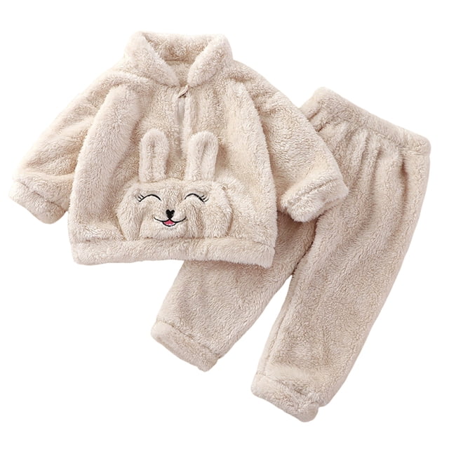 GDREDA Pant Sets Girl 2 Piece Outfits Toddler Girls Winter Long Sleeve Cartoon Bear Panda Rabbit Prints Tops Pants 2PCS Outfits Clothes Set Girls Outfits&Set White,3-4 Years