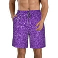 thumbnail image 2 of Uemuo Glitter Purple Pattern Men's Swim Trunks Hawaiian Beach Bathing Suit Swimsuits Beach Quick-Dry Shorts with Pockets-Small, 2 of 9