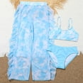 thumbnail image 5 of TOWED22 Girl's 3 Piece Swimsuits Floral High Waisted Bikini Bathing Suit with Mesh Coverups Skirt Blue,7-8 Y, 5 of 8