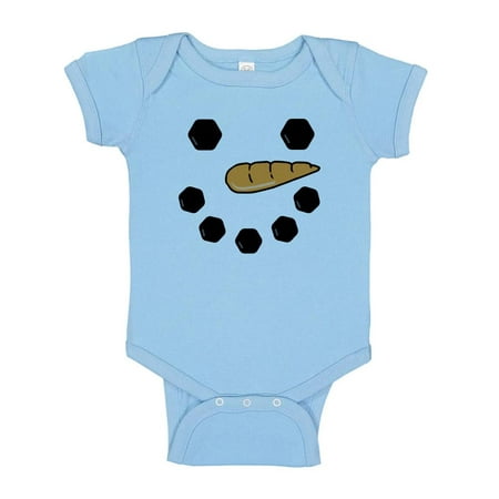 

TeesAndTankYou Snowman Face Baby Onesie Infant One Piece Bodysuit 12 Months Light Blue
