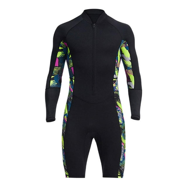 Traje de neopreno para hombre de 1,5 mm Shorty con protección UV, pantalones cortos de neopreno premium de manga larga, traje de baño para esnórquel, - SG SM SunniMix Los hombres traje de neopreno