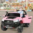 thumbnail image 3 of Gymax 2*12V Licensed Toyota Hilux Ride On Truck Car 2-Seater 4WD w/ Remote Control Pink, 3 of 10