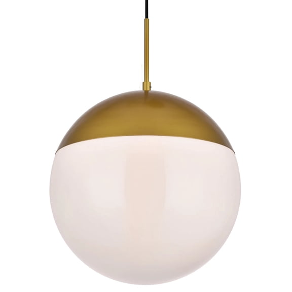 Eclipse 1 Light Brass Pendant With Frosted White Glass