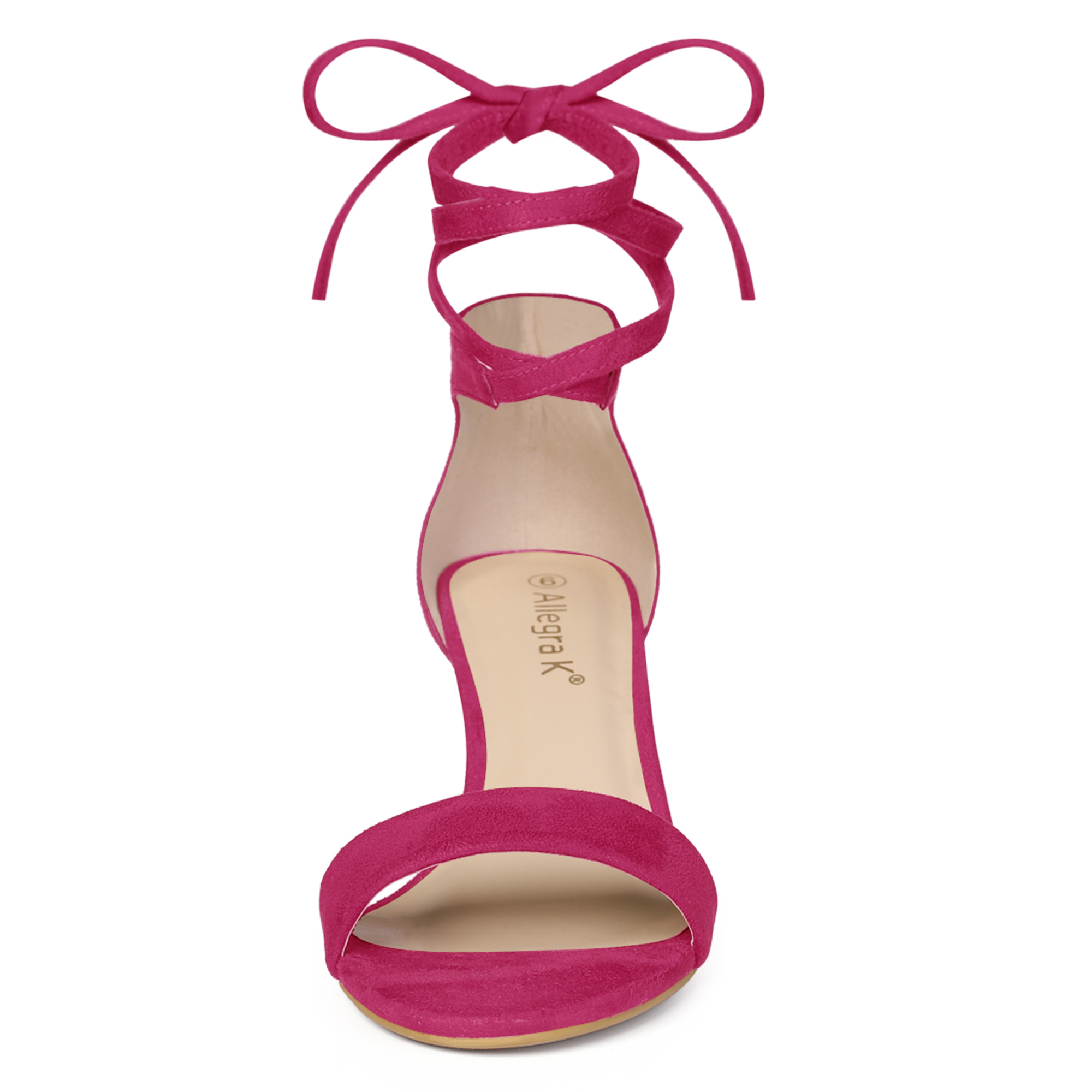 DARING DIVA Women's Casual Stylish Lace Up Black Sandals with Kitten Heel Hot Pink 10