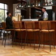 thumbnail image 2 of Homy Casa 26.7" Counter Height Bar Stools, Set of 2, Brown Faux Leather, for Bistro Kitchen Island, 2 of 10