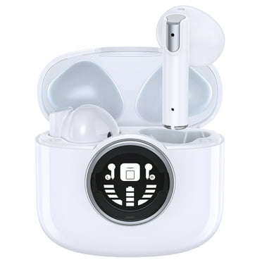 JINGYANG True Wireless Earbuds, IPX5 Waterproof in-Ear Earbuds with Mic with Noise Cancelling and Case (White) for iPhone 13 Pro Max XS XR Samsung Android