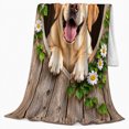 thumbnail image 2 of Joyful Golden Labrador Peeking Through Ivy Heart Rustic, Festive Pet Portrait Pattern, Warm Flannel Blanket for Living Room and Bedroom, Dog Lovers Christmas Gift, Pet Lover Home Decor, 2 of 9