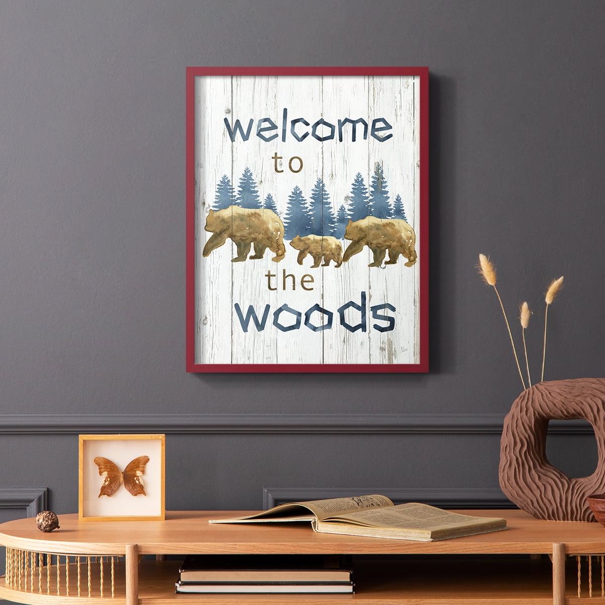 Welcome to the Woods Framed Print in Red Solid Wood 11 x 14 Framed Print