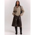 thumbnail image 4 of Women's Brown Striped Jacket, Casual Long Sleeve Outerwear for Fall and Winter, 4 of 8