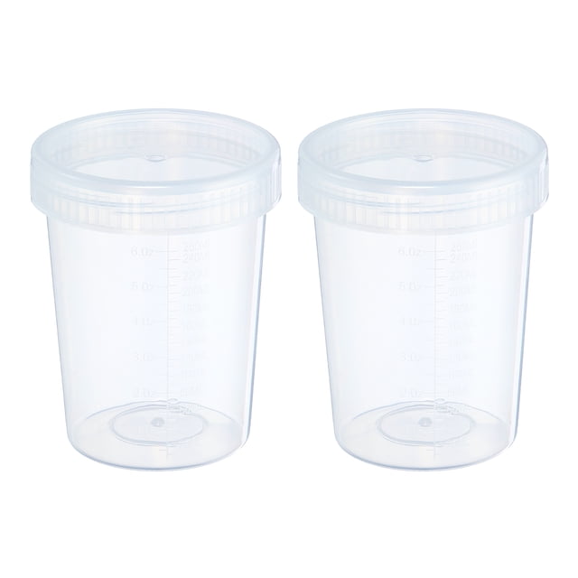 Uxcell 250mL Tazas de Muestra de Plástico Contenedores a Prueba de Fugas Tapa de Rosca para Laboratorio Hogar Transparente 2 Paquete