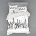 thumbnail image 2 of Ambesonne Modern Bedding Set 3 Pcs, Sketchy NYC Cityscape, Twin, Grey White, 2 of 3