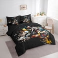 thumbnail image 2 of Castle Fairy Splash Motocross Bedding Comforter Set 7-Piece for Teens, Muddy Trail Jump King Bedding Sets for Kids Bedroom, Black Orange,Black Reversible, 2 of 7