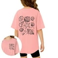 thumbnail image 3 of T-shirt Décontracté à Manches Courtes pour Grandes Filles, Col Ras du Cou, Haut Imprimé, Vêtements, Rose, Taille 8-9T, 3 of 7