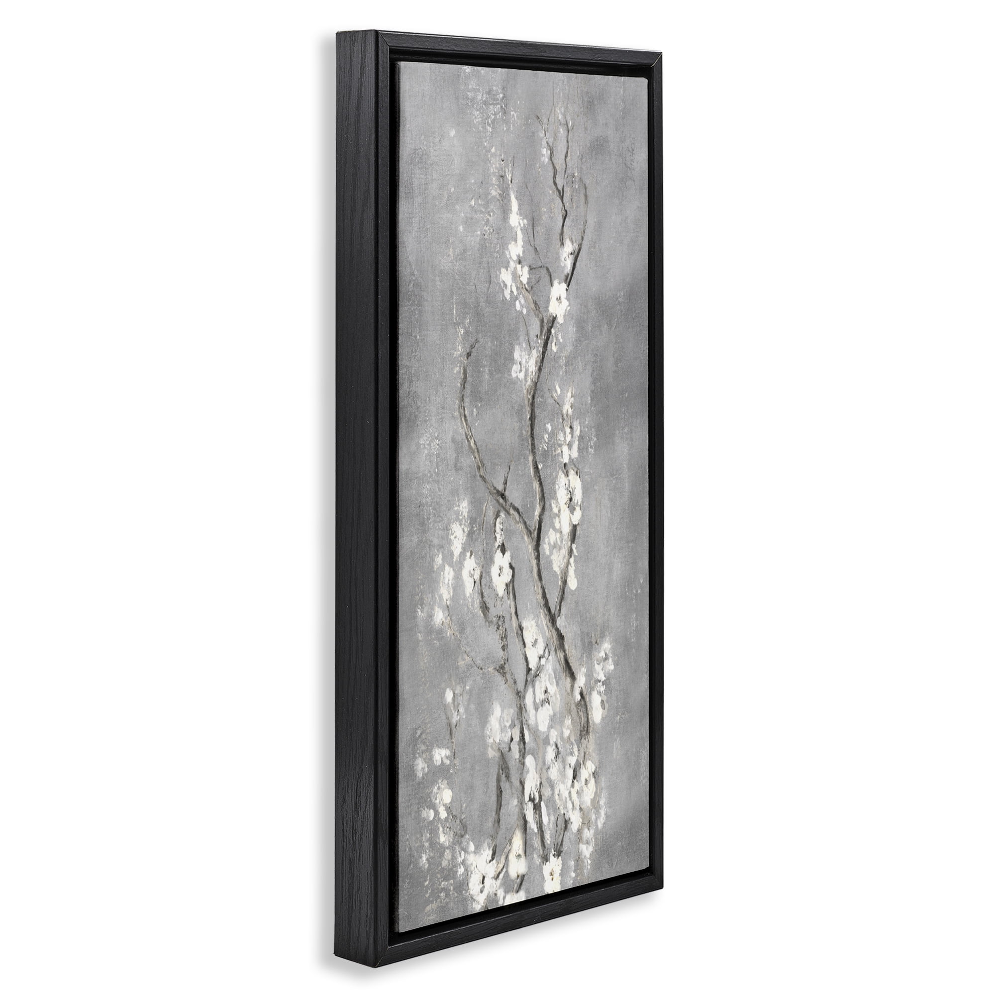 Stupell Industries White Cherry Blossoms Reaching Black Framed Floater Canvas Wall Art, design by Patricia Pinto