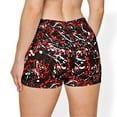 thumbnail image 2 of Red Black White Paint Splatter High Waisted Shorts, 2 of 6