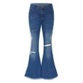 thumbnail image 4 of Doomiva Kids Girls Ripped Flare Jeans Bell Bottom Pants Casual Wide Leg Denim Trousers A Blue 14, 4 of 7
