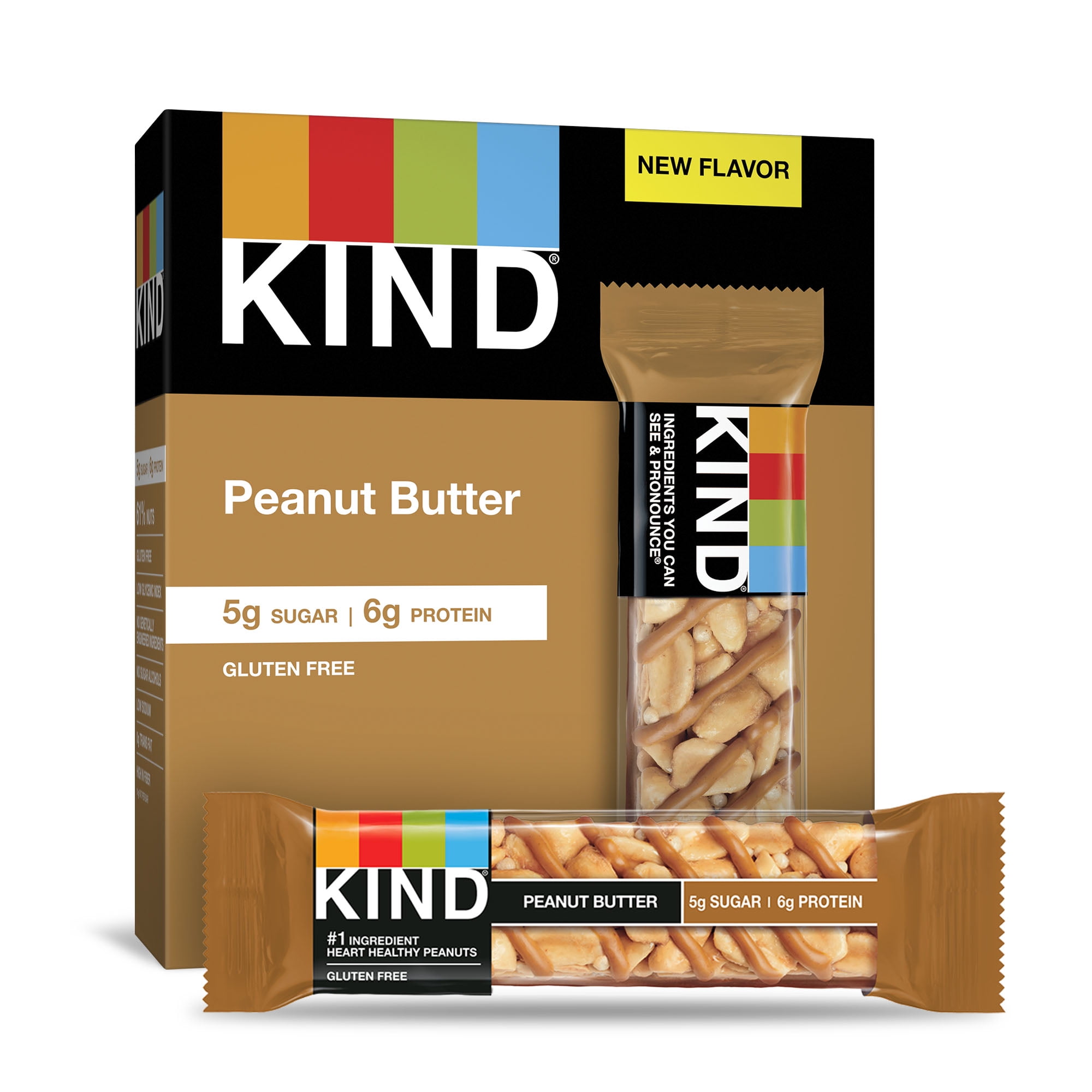 KIND Bars, Peanut Butter, Gluten Free, Low Sugar, 1.4oz, 6 Count
