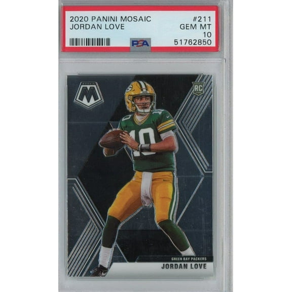 Graded 2020 Panini Mosaic Jordan Love #211 Rookie RC Football Card PSA 10 Gem Mint