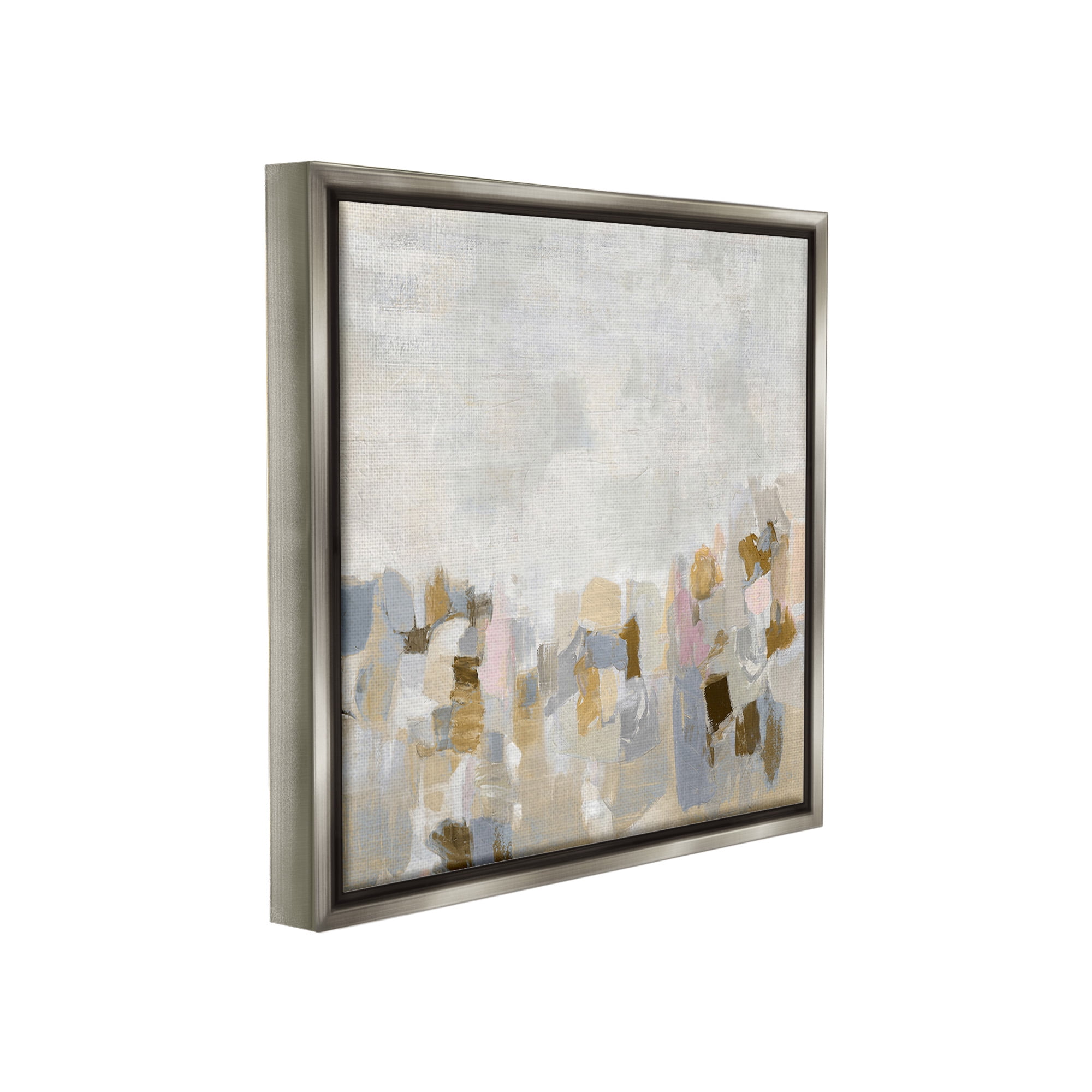 Stupell Industries Modern Flecked Landscape Abstract Painting Gray Floater Framed Canvas Art Print Wall Art, 25 x 25