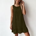 thumbnail image 5 of WXLWZYWL Women's Solid Round Neck Backless Strap Loose Dress Summer Casual Loose Back with Bow Tie Knee-High Cute Dress, 5 of 5