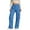 Blue, variant on Fgnfyis Womens Casual High Waist Loose Fit Elastic Waistband Drawstring Utility Wide Leg Cargo Pants Women Comfortable Pocket Black S
