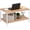 Natural, variant on Industrial Coffee Table with Storage Shelf for Living Room, Wood Look Accent Furniture with Vintage Wooden Board Stable Metal Frame Cocktail Table 2-Tier Tea Table, Rustic Brown