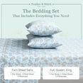 thumbnail image 4 of Feather and Stitch New York 4-Piece 300 Thread Count Aqua Paisley 100% Cotton Percale Sheet Set, King, 4 of 4