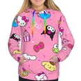thumbnail image 2 of Lsque Sanrio Pattern Casual Women's Hoodie,Hooded Sweatshirt with Kangaroo Pocket,Pullover Hoodie with Eye-catching Drawstrings-Large, 2 of 8