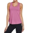 thumbnail image 2 of NMMUED Gym Tops for Women Open Back Workout Tank Tops Double Layer Back Yoga Shirts Sleeveless Flowy Athletic Tees Criss Cross Loose Fit Fitness Running Shirts Purple L, 2 of 6