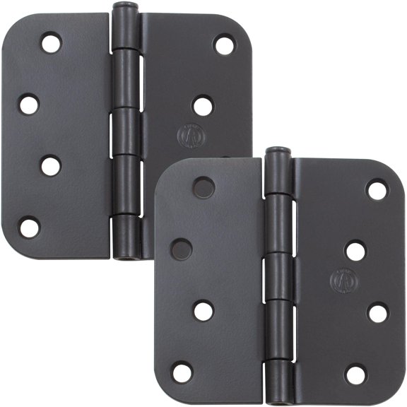 Stone Harbor Hardware 4" Door Hinges, 5/8" Radius Corner, Matte Black, 2-Pack