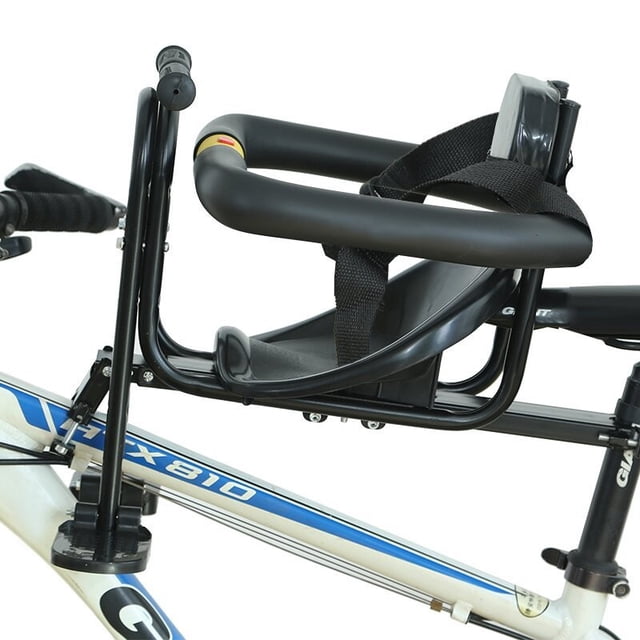 Mountain Bike Front Mounted Child Seat, 6th Gen Black with Soft Backrest Hard Cushion, All Around Safety Design, Quick Detachable for Easy Installation, Child Friendly Comfort Secure Ride