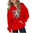 thumbnail image 3 of lcziwo Girls Boys Hoodies Cartoon Pumpkin Ghost Letter Printed Long Sleeve Hooded Sweatshirt Halloween Pullover Hoodie with Pocket Child Party Hoody Red 150, 3 of 5