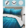thumbnail image 3 of Quilt King Size Bedding Set, Light Blue Ocean Waves Reversible Summer Quilt 3 Pieces, Summer Beach Coastal Abstract Lightweight Bedspreads Coverlets with 2 Pillow Shams for All Seasons, 3 of 5
