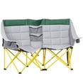 thumbnail image 1 of Outsunny Chaise de Camping Double Siège Causeuse Pliante avec Pochette de Rangement Vert, 1 of 10