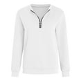 thumbnail image 4 of Futezty Women's Casual 1/4 Zip Sweatshirt Long Sleeve Zipper Solid Color Textured Pullover Fall Loose Shirts Tops, 4 of 9