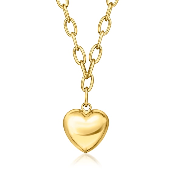 Ross-Simons Italian 14kt Yellow Gold-Plated Heart Cable-Chain Necklace, Women's, Adult