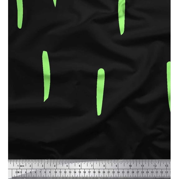 Soimoi Black Cotton Voile Fabric White Brush Stroke Print Sewing Fabric Yard 42 Inch Wide