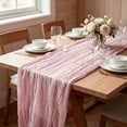 thumbnail image 5 of PoyoKee Cheesecloth Table Runner, 71" x 35" Voile Pleated Table Cloth, Gathered Tablecloth Party Decorations for Weddings Dessert Desk Home Decor, 5 of 7