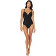 thumbnail image 2 of Jessica Simpson Womens Looped Princess Criss-Cross One-Piece Swimsuit Black S, 2 of 3