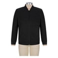 thumbnail image 4 of Mens Jacket Casual Solid Zippered Pocket Long Sleeve Woolen with Baseball Uniform Lightweight Jacket Casual Jacket Black M, 4 of 9