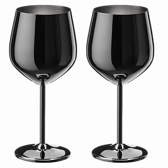 2-Pack 500ml Stainless Steel Wine Glass Goblets, Black, Ideal for Red Wine Bar Parties